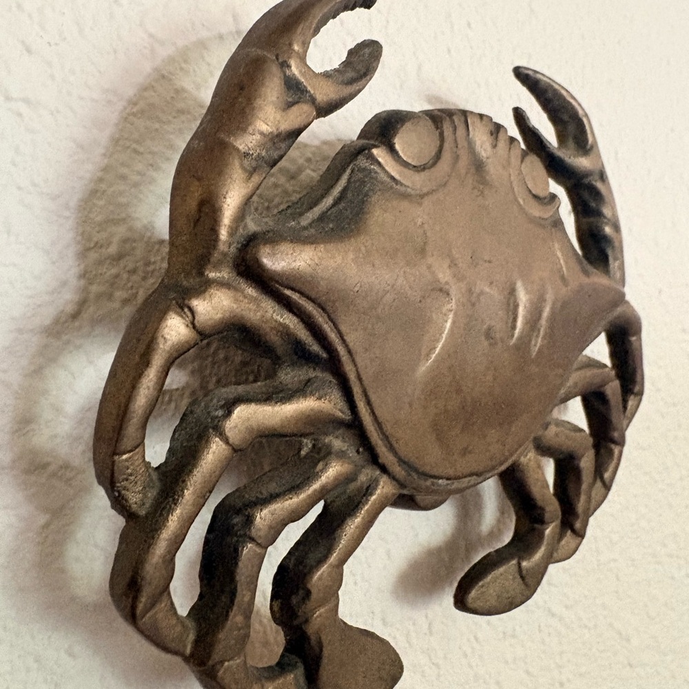 Brass Crab Door Knocker  - Coastal Accent 6" across 5" Tall